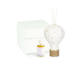 Diffusore mongolfiera-beige-completo di scatola-h.13 cm-cupido
