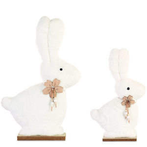 Set 2 conigli-ecopelliccia bianca-h.44/60 cm-cupido