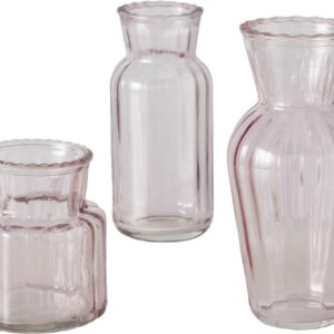 Set 3 vasetti vetro-tilla-rosa- h.9/13,5/15,5cm-boltze