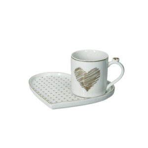 Tazza con vassoio amore mio-cuori-new bone china-brandani