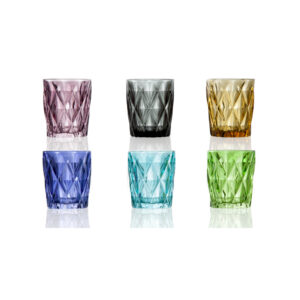 Bicchiere diamante-set 6 pz-colori assortiti-vetro-brandani