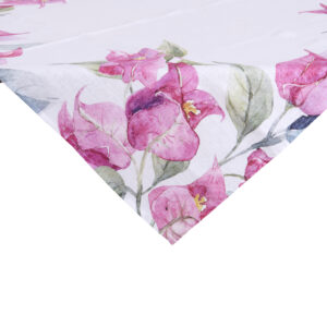 Tovaglia con cornice di fiori bougaiville-100x100 cm-lino-new diffusion