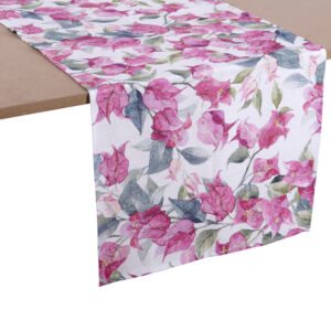 Runner con fiori bougainville-140x50 cm-lino-new diffusion