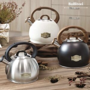 Bollitore avorio-inox con manico effetto legno-2,7 litri-brandani