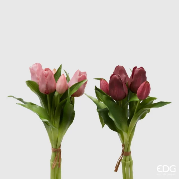 Tulipano 5 pezzi-malva/rosa scuro-h.28 cm-edg