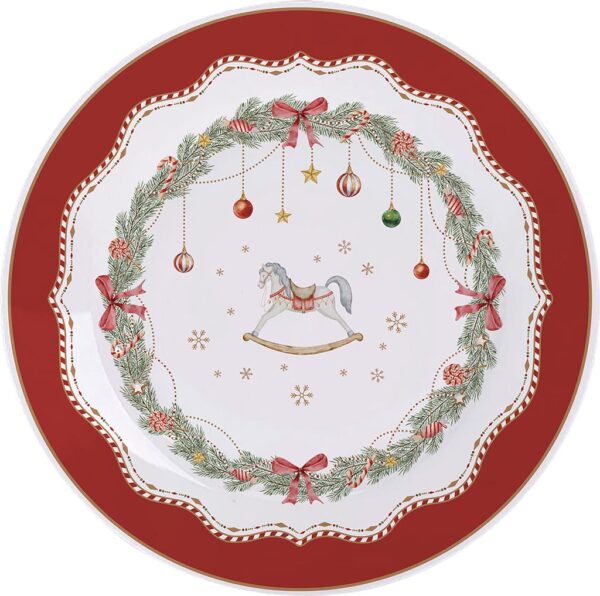 Piatto happy holidays horse-diam.19,5-porcellana-isabelle rose home