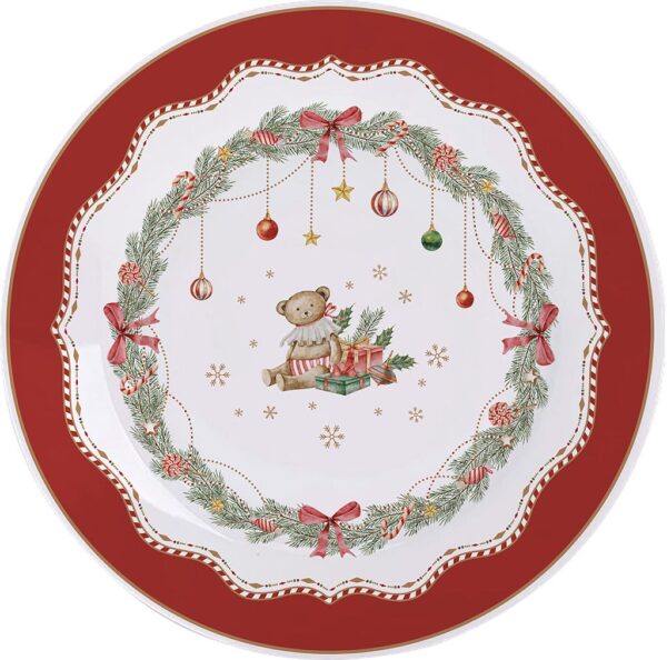 Piatto happy holidays bear-diam.19,5 cm-porcellana-isabelle rose home