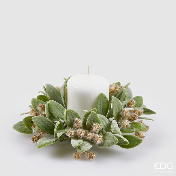 Corona bacche con foglie-green gold-diam.18 cm-edg