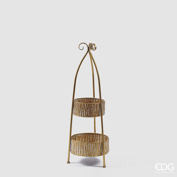 Alzata espositore-h.88x33 cm-gold white-metallo-edg