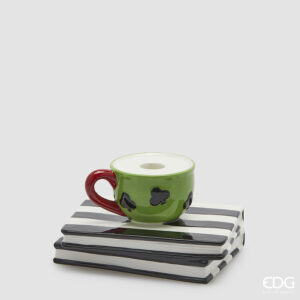 Portacandela tazza libro-h.10x17x14 cm-ceramica-edg