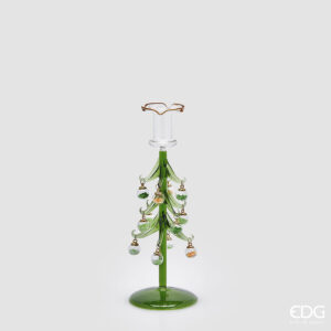 Portacandela pino decori-vetro-h.24,5x9 cm-edg