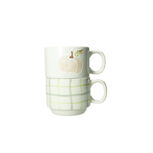 Tazza impilabile-zucca e quadri-set 2 pezzi-10,5x8,5 cm-stoneware-brandani
