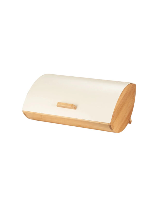 Portapane avorio-bamboo e metallo-30,5x14x16 cm-brandani