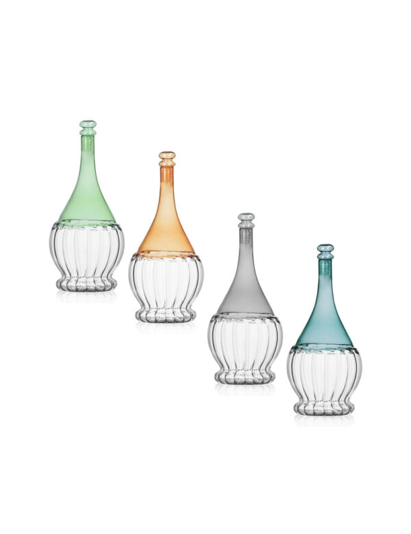Bottiglia fiasco-vetro bicolor-11x24,5 cm-assortito-brandani
