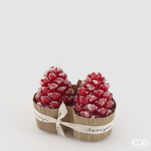 Candela pigna-set 2 pezzi-red-9x6 cm-edg