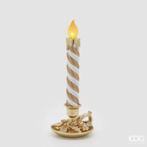 Candela led con piattino-h.45x18 cm-poliresina- edg