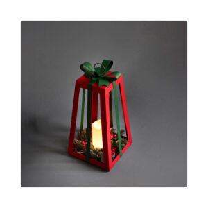 Lanterna con fiocco-metallo con candela led-20x20x35 cm-brandani