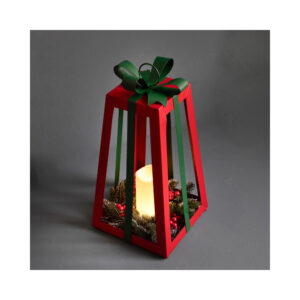Lanterna con fiocco-metallo candela led-23x23x45,5 cm-brandani
