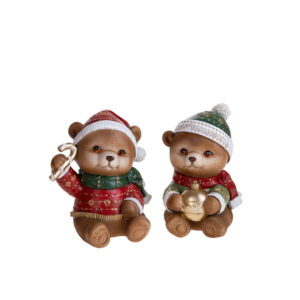 Orsetti natale-set 2 pezzi-resina-h.15 cm-brandani