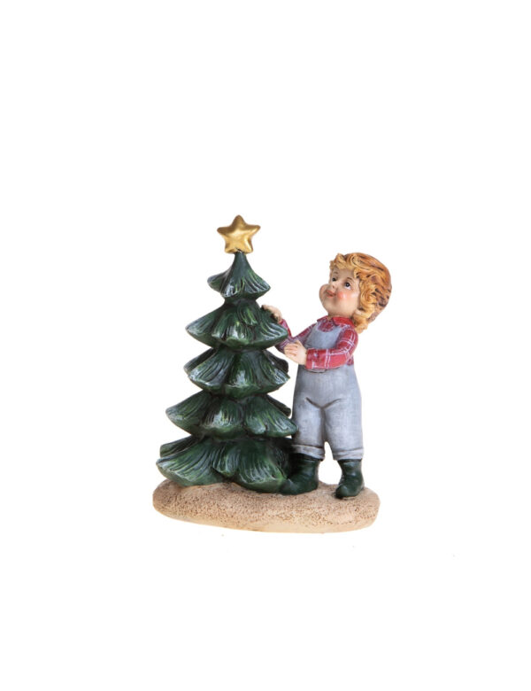 Bambino con albero-resina-13x6x15 cm-brandani