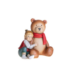 Bambina con orsetto-resina-11x6x12 cm-brandani