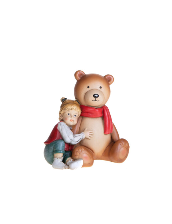 Bambina con orsetto-resina-11x6x12 cm-brandani