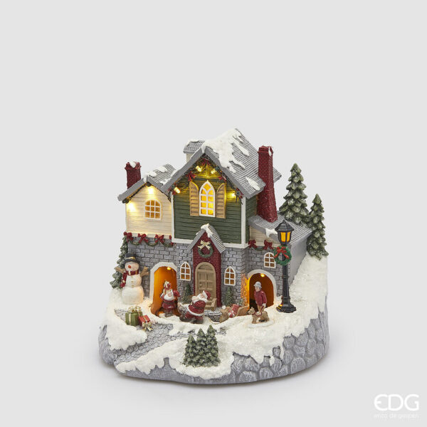 Diorama casetta-musica movimento e led-22,5x22,5x21 cm-edg