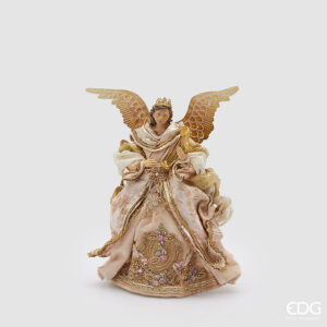 Angelo da tavolo-rosa antico-h.30 cm-tessuto-edg
