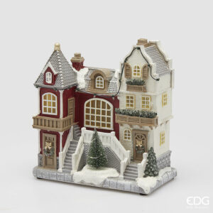 Diorama casetta led musica-h.28x26x15 cm-edg