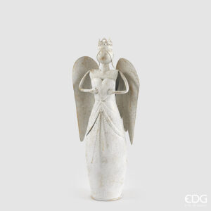 Angelo metal con corona-white gold-h.56,5x25x11,5 cm-edg