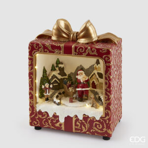 Diorama pacco regalo-24x20x12 cm-musica+movimento+led-edg
