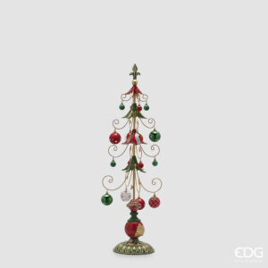 Albero decoro-metallo-h.91 cm-green red-edg