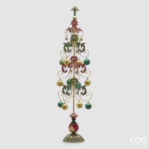 Albero decoro-green red-metallo-h.125 cm-edg