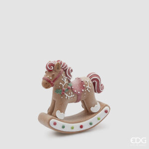 Cavallo a dondolo marzapane-h.22,5x22x8 cm-poliresina-edg