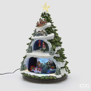 Diorama pino-musica movimento led-h.46x31 cm-poliresina-edg