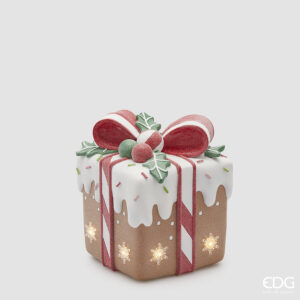 Pacco regalo marzapane led-h.26x21x21cm-poliresina- edg