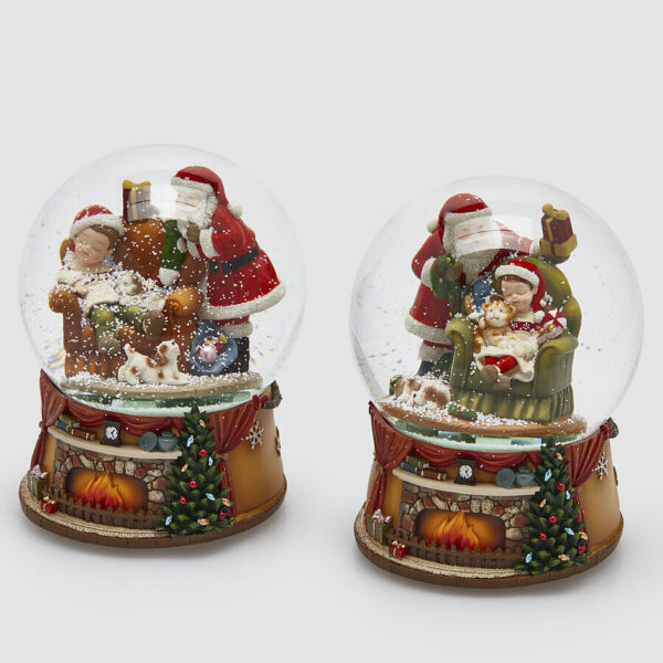 Carillon sfera acqua babbo con camino-musica e movimento-20x15 cm-edg