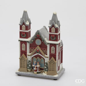 Diorama chiesa-musica e led-h.28,5x20x12 cm-edg