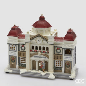 Diorama stazione -musica e led-h.27x32x12,2 cm-edg