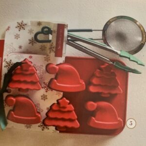 Stampo biscotti natale-silicone-pinze+setaccio-rosso-brandani