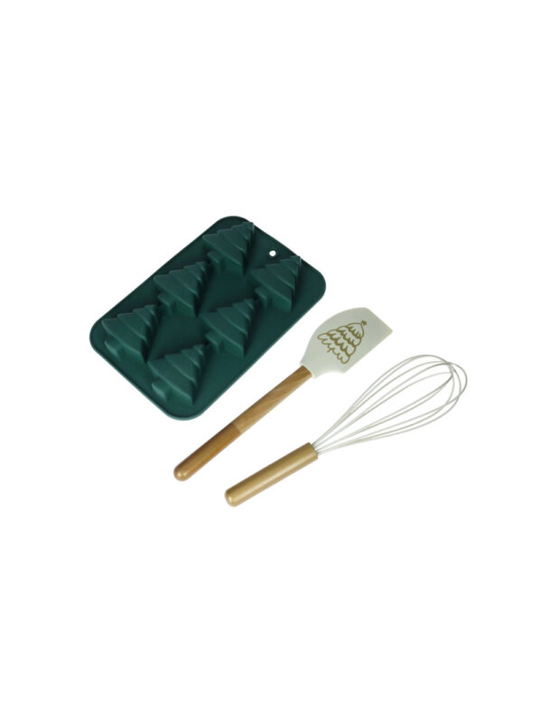 Stampo biscotti natale-silicone con frusta+leccapentola-verde-brandani