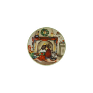 Piattino cuccioli-bimbi caminetto-porcellana-diam.19 cm-brandani
