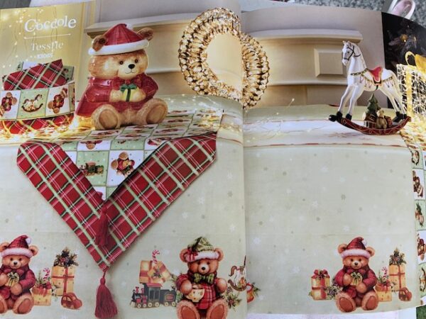 Runner punta coccole-un lato orsetti un lato tartan-45x140 cm-cotone-brandani