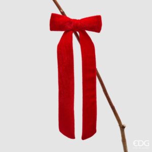 Fiocco velluto clip-h.30 x13 cm-rosso-edg