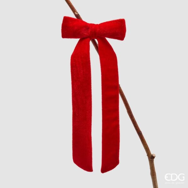 Fiocco velluto clip-h.30 x13 cm-rosso-edg