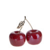 Ciliegie-ceramica con gambo e foglia oro metal-20,5x9,5x18,5 cm-brandani