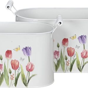 Coprivaso ovali tulipani-set 2 pezzi-metallo-boltze