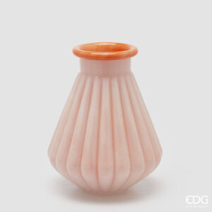 Vaso righe con bordo-20x16 cm-arancio-vetro-edg