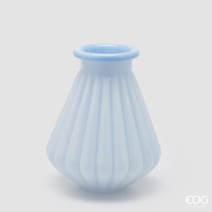 Vaso a righe con bordo-28x23 cm-azzurro-vetro-edg