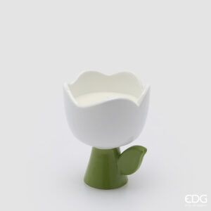 Candela tulip profumata-h.11x10 cm-resina-bianco-edg